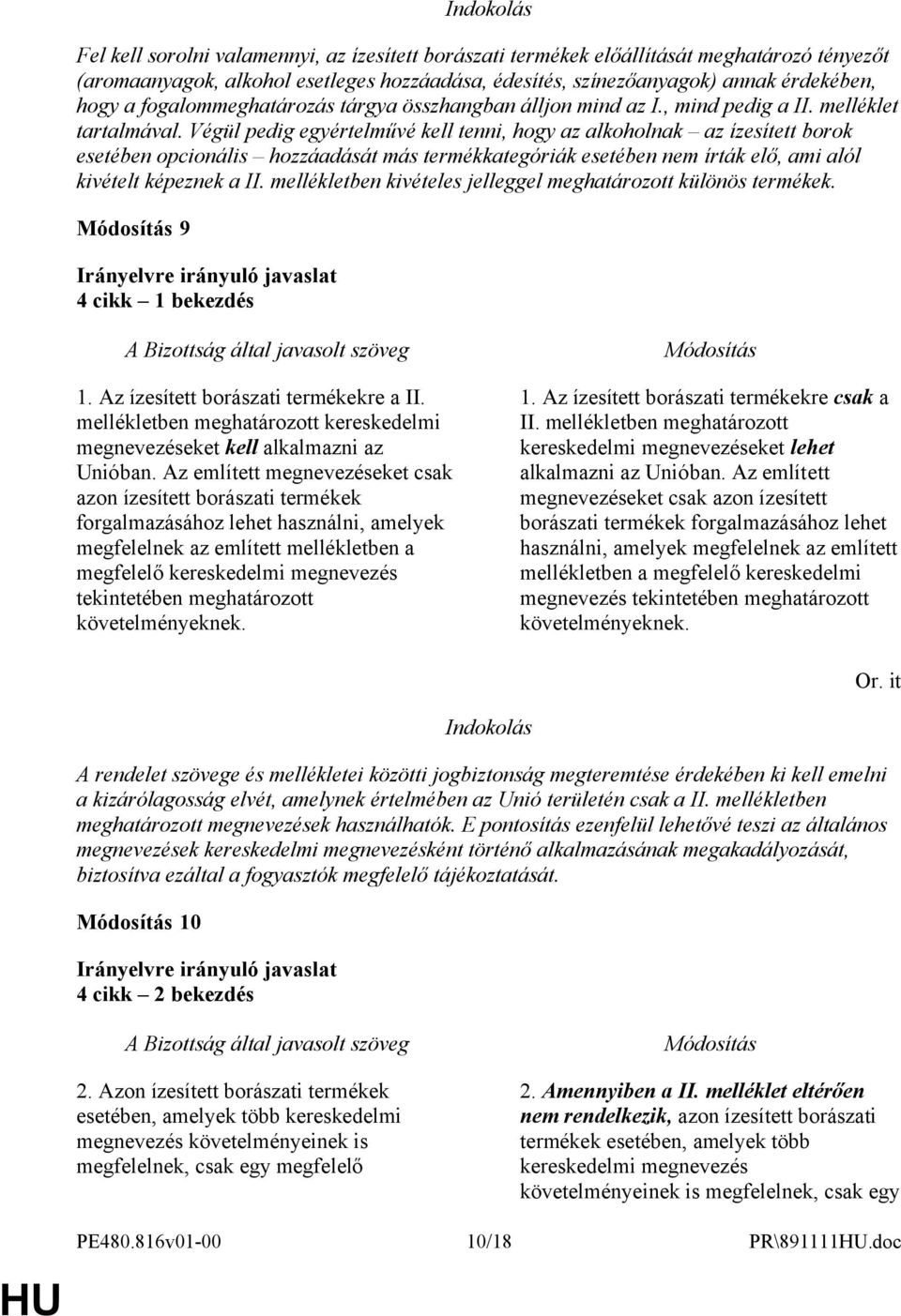 Végül pedig egyértelművé kell tenni, hogy az alkoholnak az ízesített borok esetében opcionális hozzáadását más termékkategóriák esetében nem írták elő, ami alól kivételt képeznek a II.
