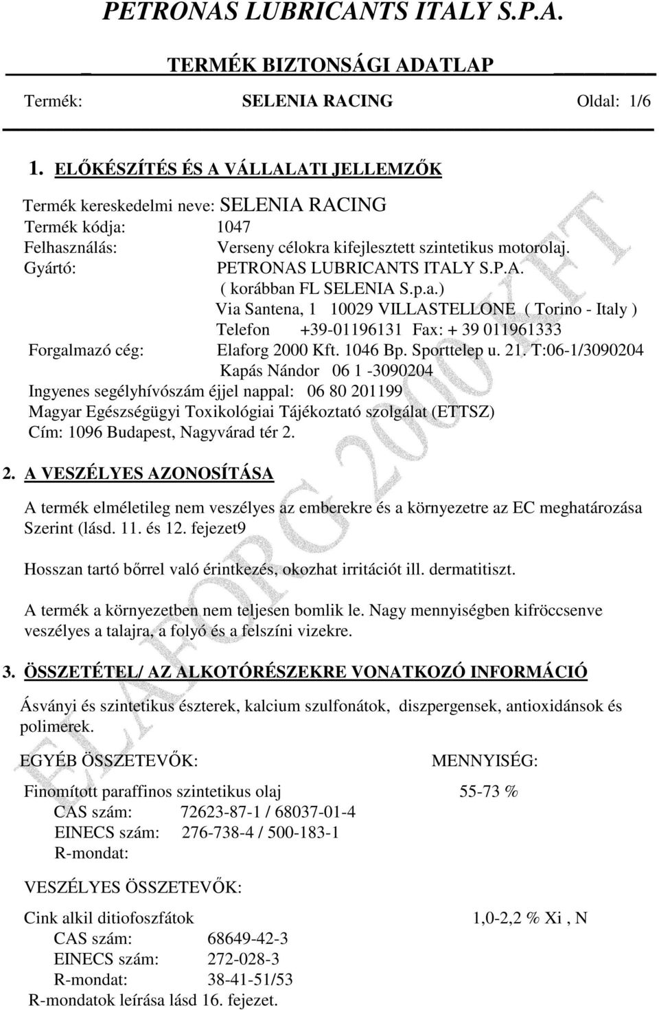 1046 Bp. Sporttelep u. 21.