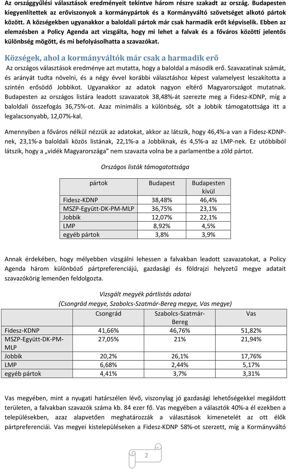 Ebben az elemzésben a Policy Agenda azt vizsgálta, hogy mi lehet a falvak és a főváros közötti jelentős különbség mögött, és mi befolyásolhatta a szavazókat.