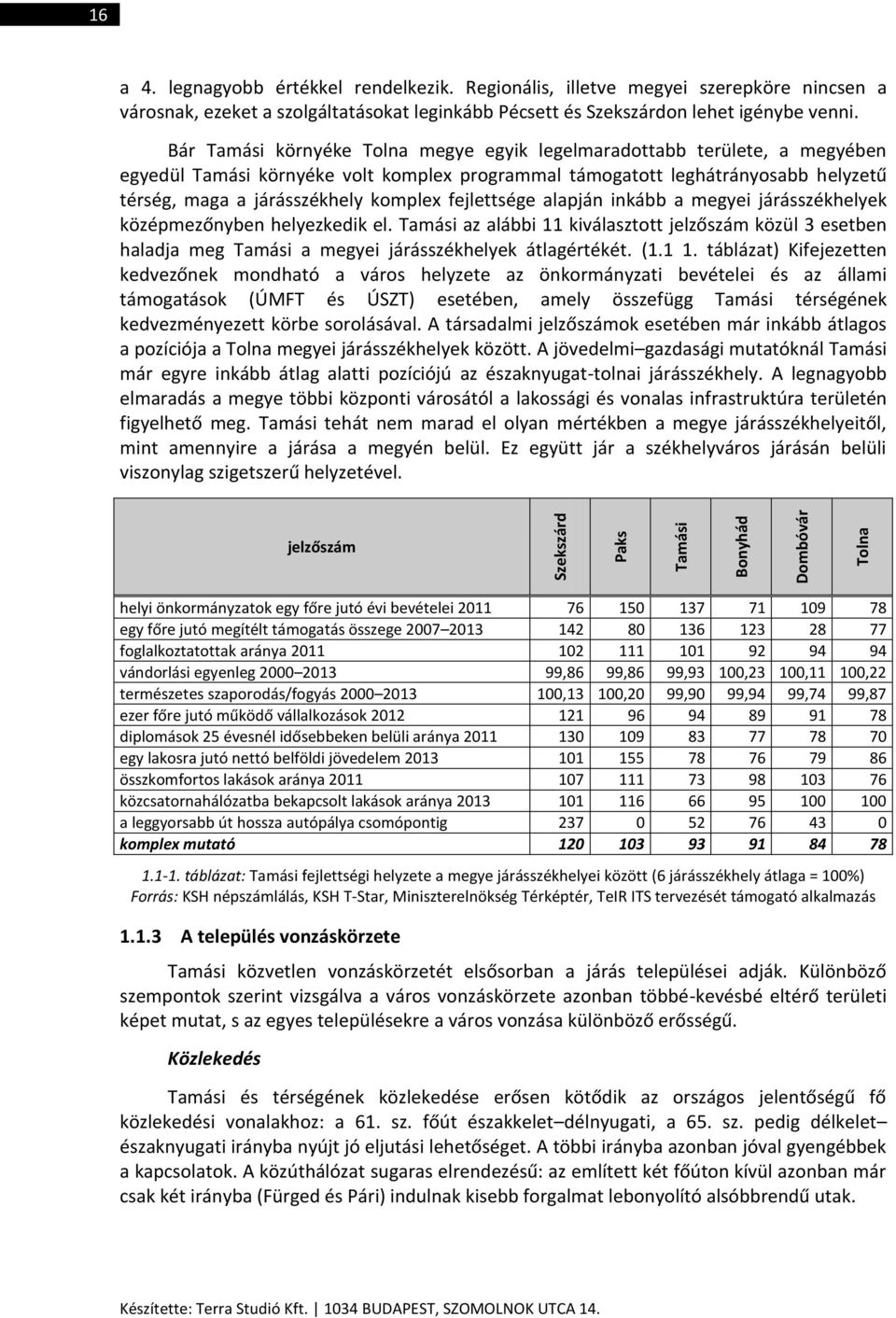 Bár Tamási környéke Tolna megye egyik legelmaradottabb területe, a megyében egyedül Tamási környéke volt komplex programmal támogatott leghátrányosabb helyzetű térség, maga a járásszékhely komplex