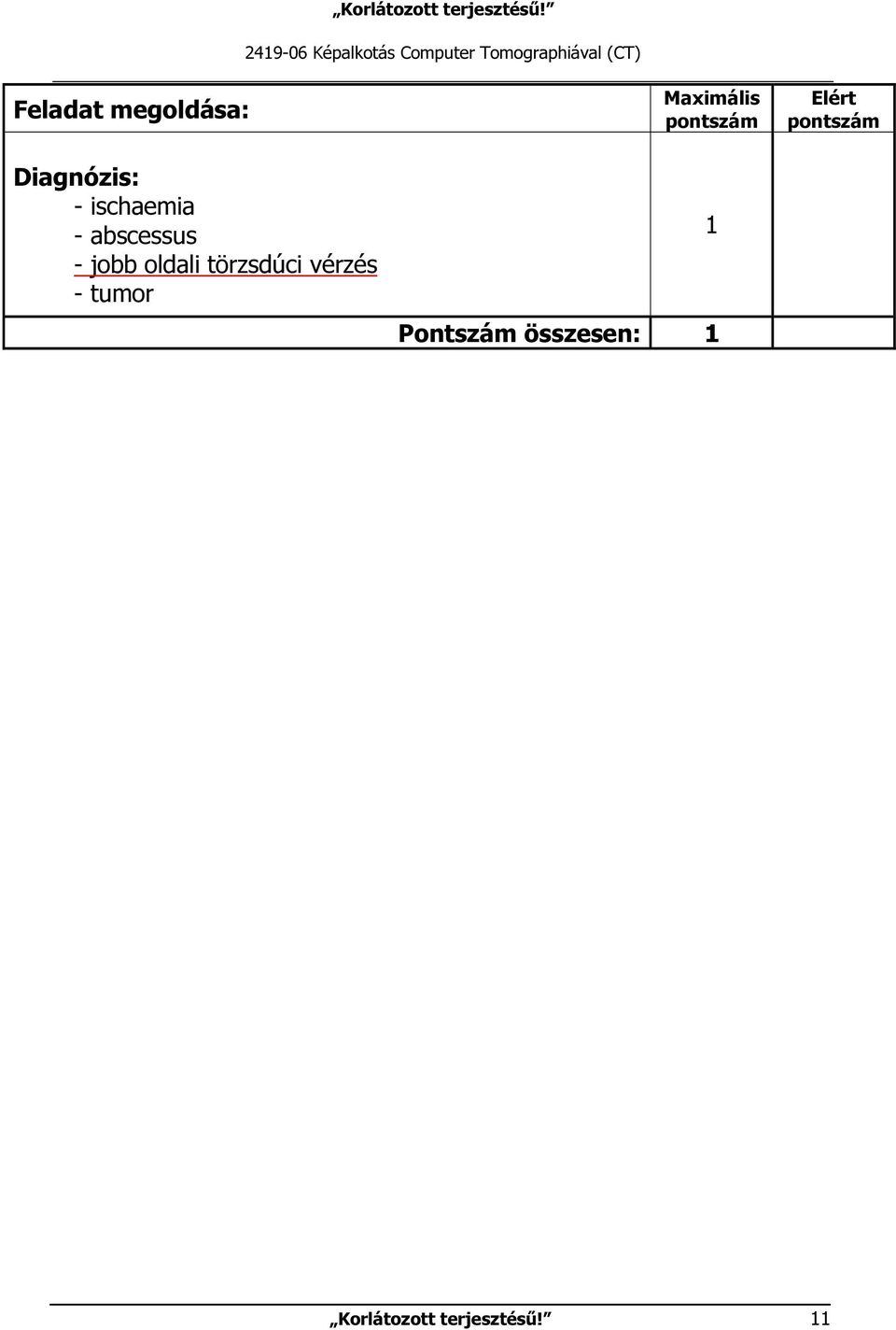 Maximális Elért Diagnózis: - ischaemia - abscessus -