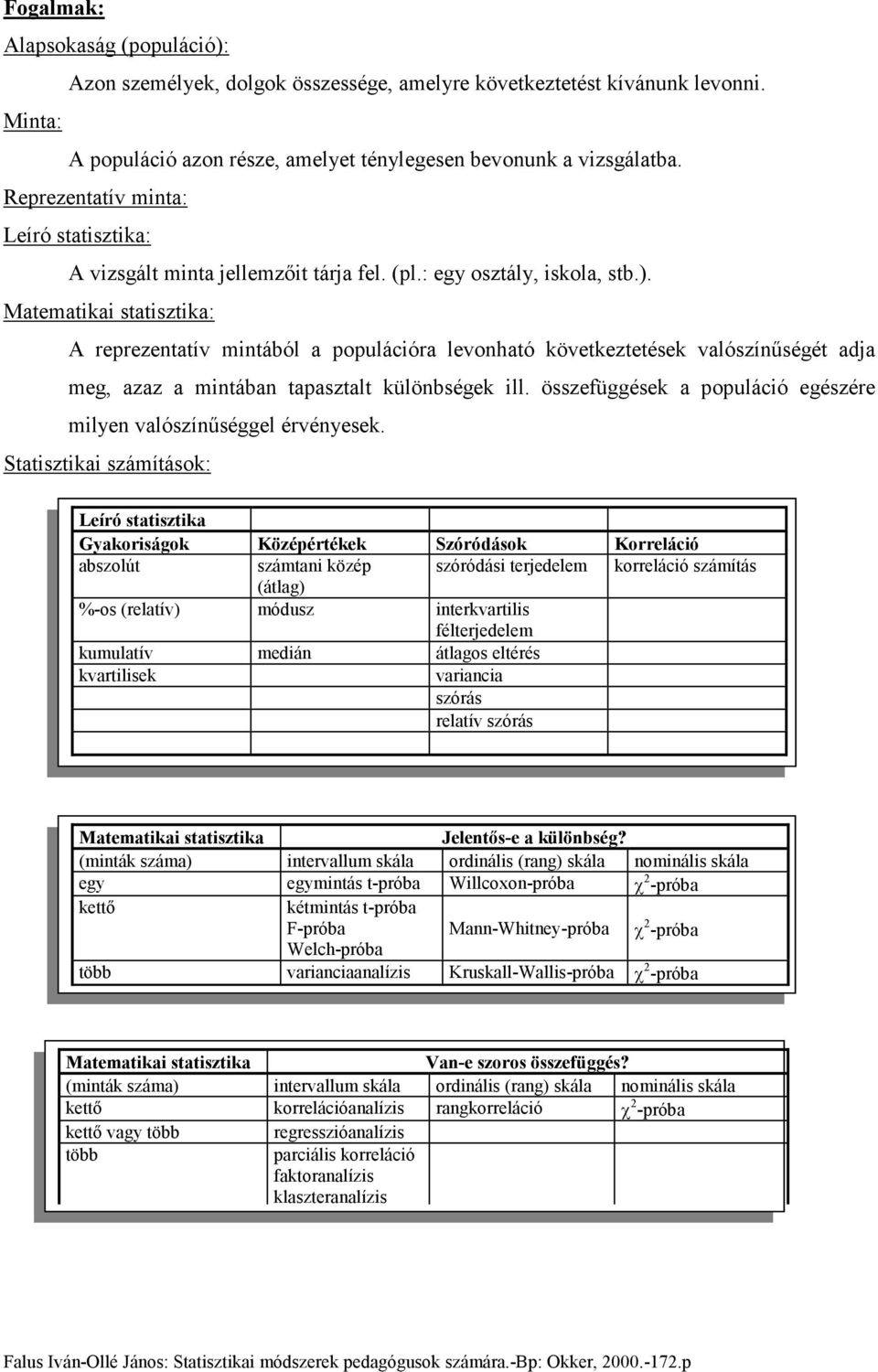 Matematka statsztka: A reprezetatív mtából a populácóra levoható következtetések valószíűségét adja meg, azaz a mtába tapasztalt külöbségek ll.