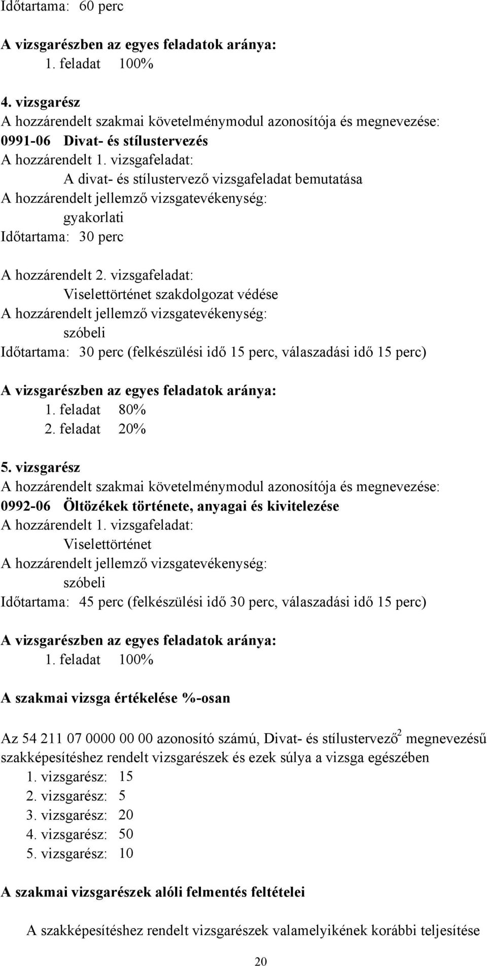 vizsgafeladat: A divat- és stílustervező vizsgafeladat bemutatása A hozzárendelt jellemző vizsgatevékenység: gyakorlati Időtartama: 30 perc A hozzárendelt 2.