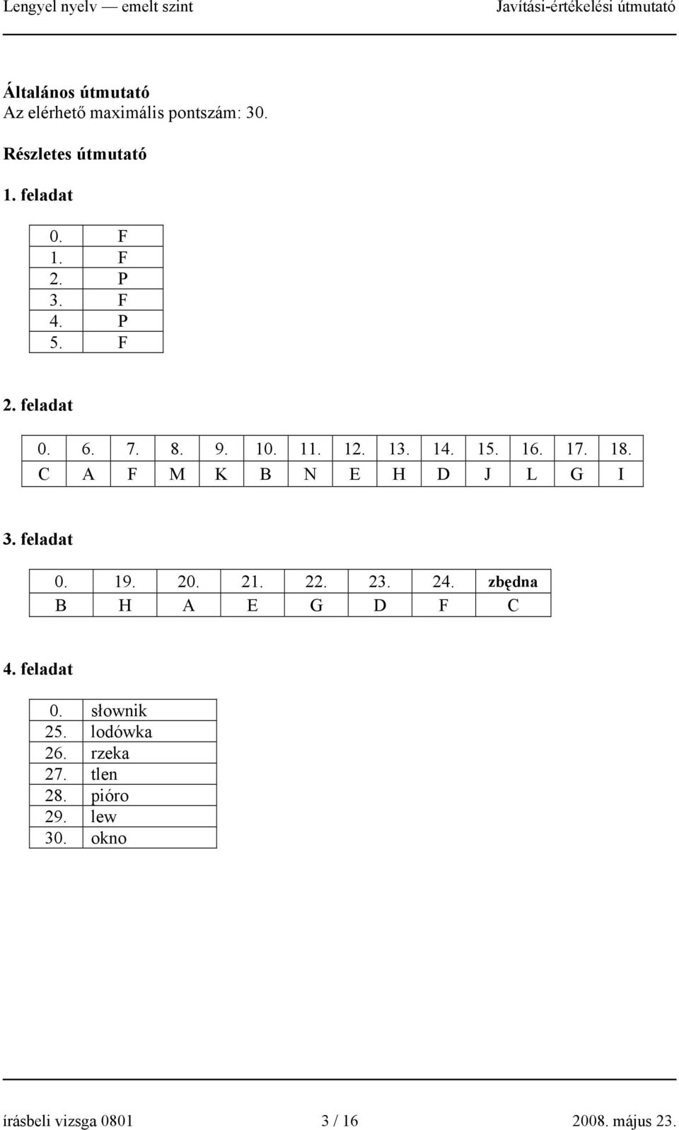 C A F M K B N E H D J L G I 3. feladat 0. 19. 20. 21. 22. 23. 24. zbędna B H A E G D F C 4.