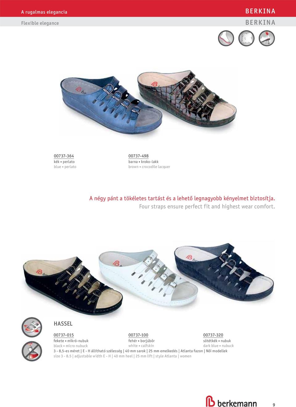 HASSEL 00737-015 00737-100 00737-320 fekete mikró-nubuk fehér borjúbőr sötétkék nubuk black micro nubuck white calfskin dark blue nubuck 3-8,5-es