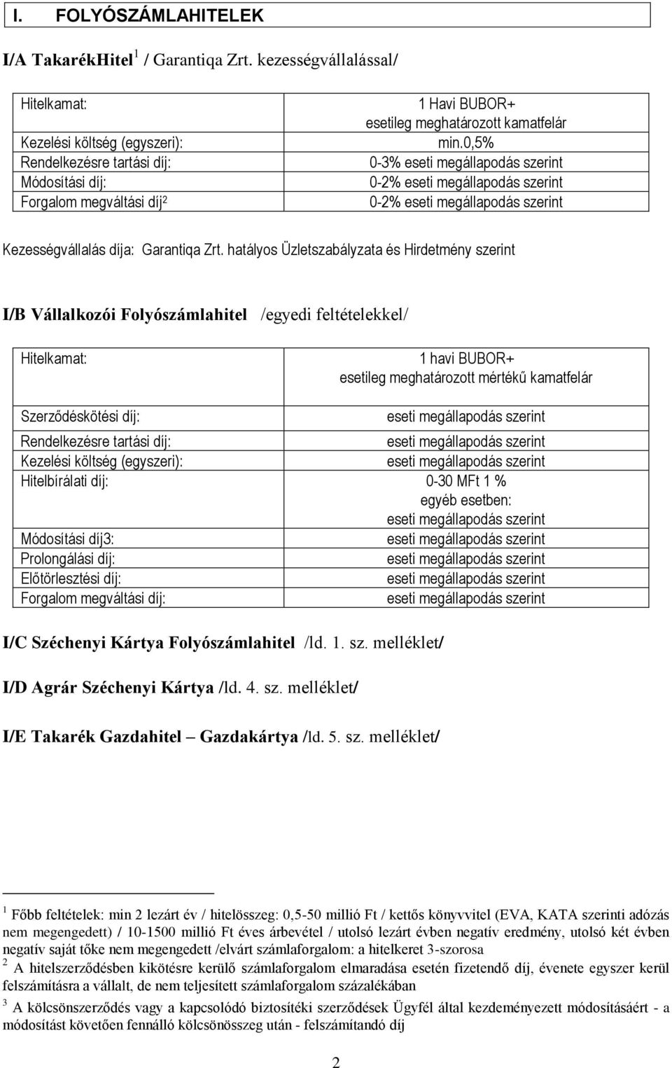 0,5% 0-3% 0-2% 0-2% Kezességvállalás díja: Garantiqa Zrt.