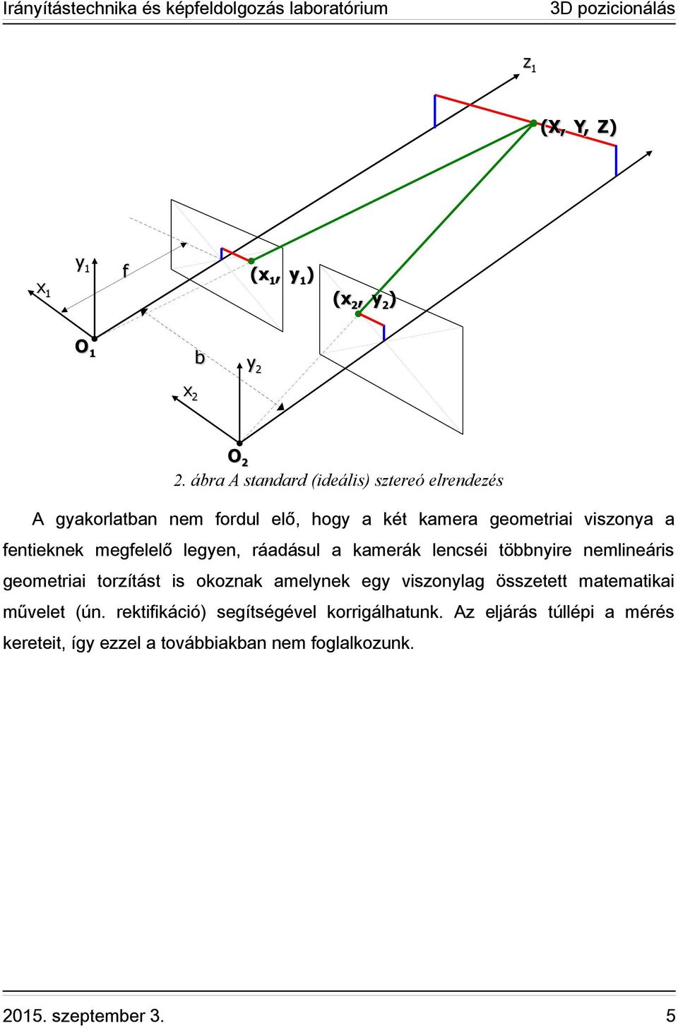 fentieknek megfelelő legyen, ráadásul a kamerák lencséi többnyire nemlineáris geometriai torzítást is okoznak amelynek egy