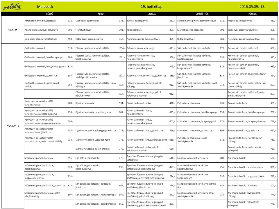 csirkemell 519,- Fűszeres vadlazac mozaik salátán 1034,- Paleo mustáros sertéstarja 671,- Sült csirkemell fűszeres karfiollal 671,- Roston sült tandori csirkemell 656,- Paleo mustáros sertéstarja,