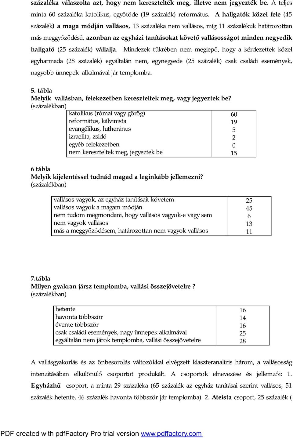 negyedik hallgató (25 százalék) vállalja.