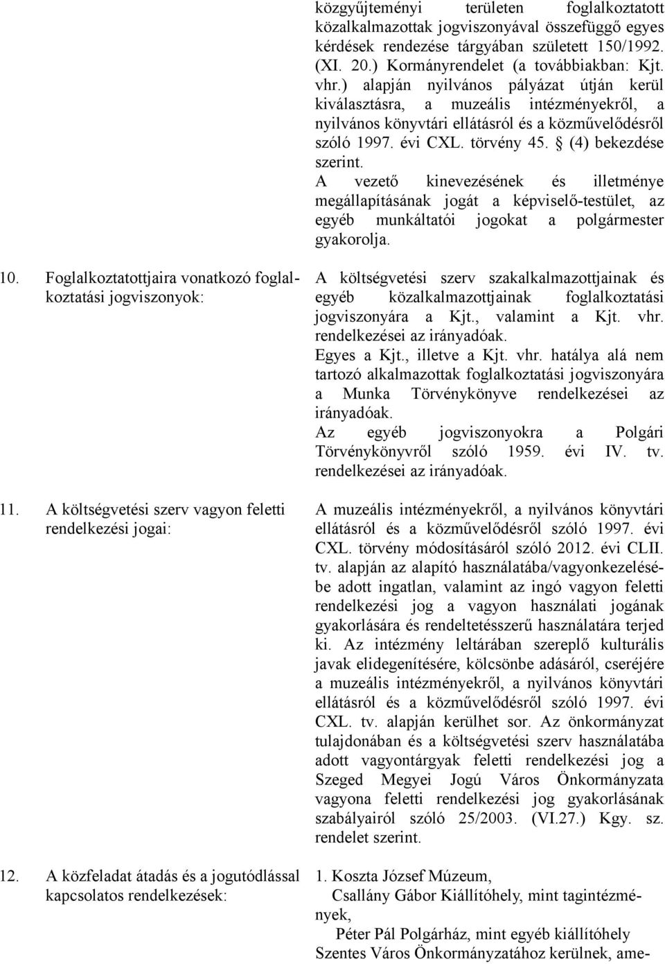 A vezető kinevezésének és illetménye megállapításának jogát a képviselő-testület, az egyéb munkáltatói jogokat a polgármester gyakorolja. 10.