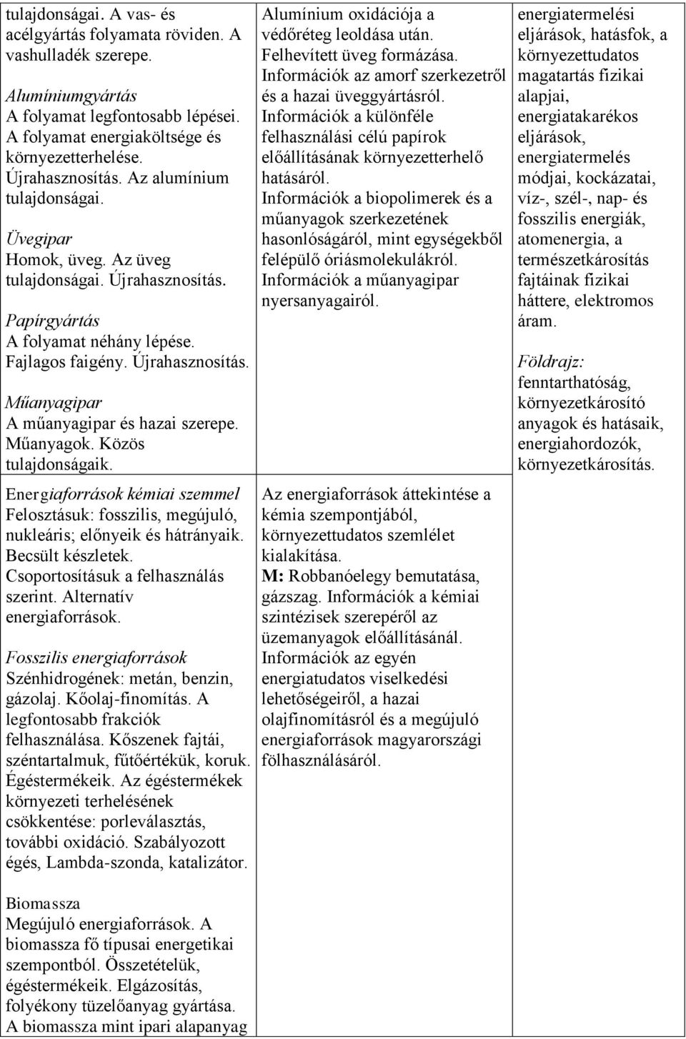 Műanyagok. Közös tulajdonságaik. Energiaforrások kémiai szemmel Felosztásuk: fosszilis, megújuló, nukleáris; előnyeik és hátrányaik. Becsült készletek. Csoportosításuk a felhasználás szerint.