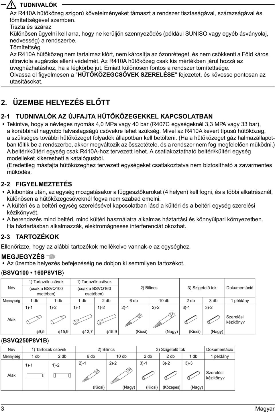 Tömítettség Az R410A hűtőközeg nem tartalmaz klórt, nem károsítja az ózonréteget, és nem csökkenti a Föld káros ultraviola sugárzás elleni védelmét.