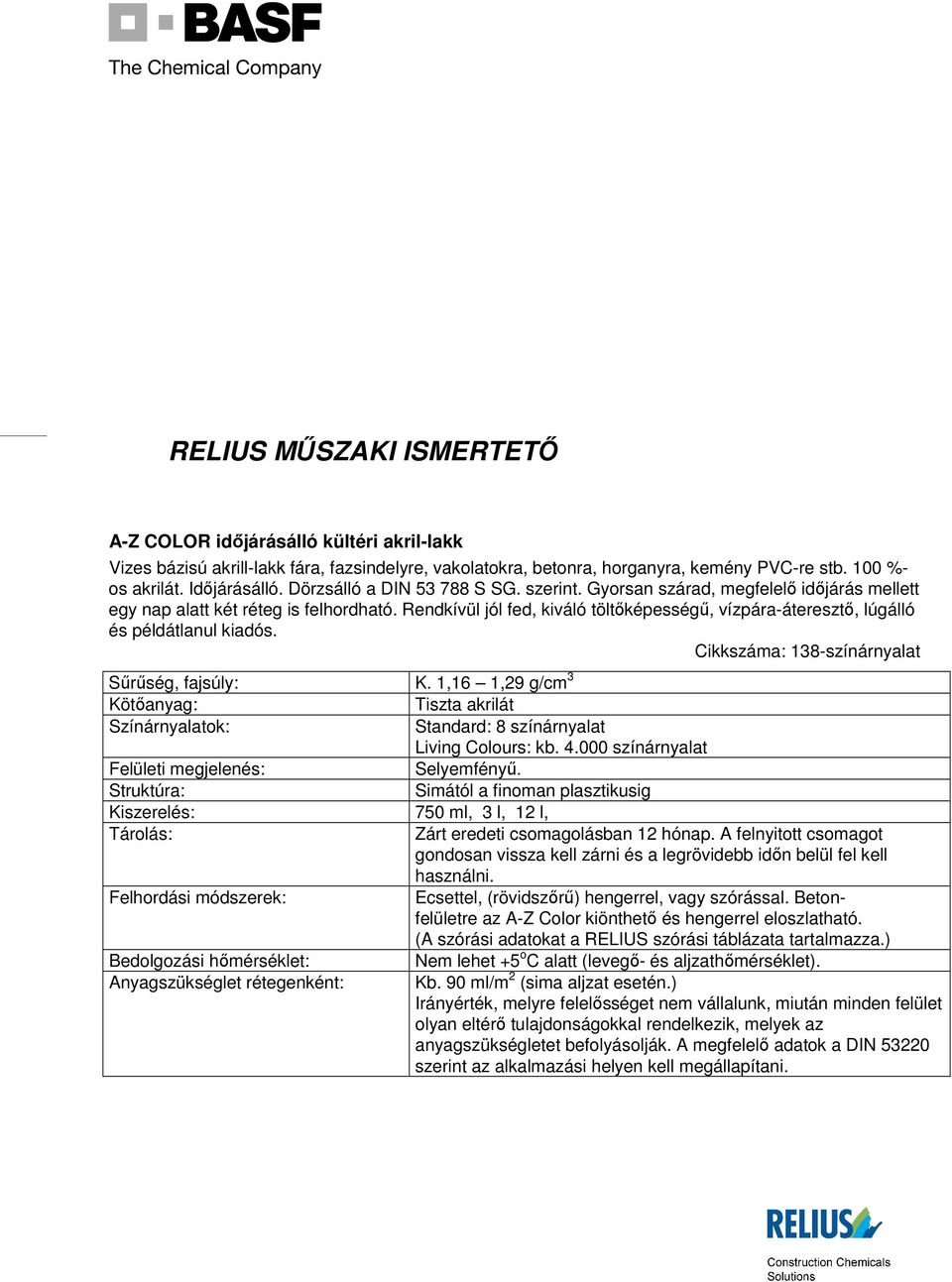 RELIUS MŐSZAKI ISMERTETİ - PDF Free Download