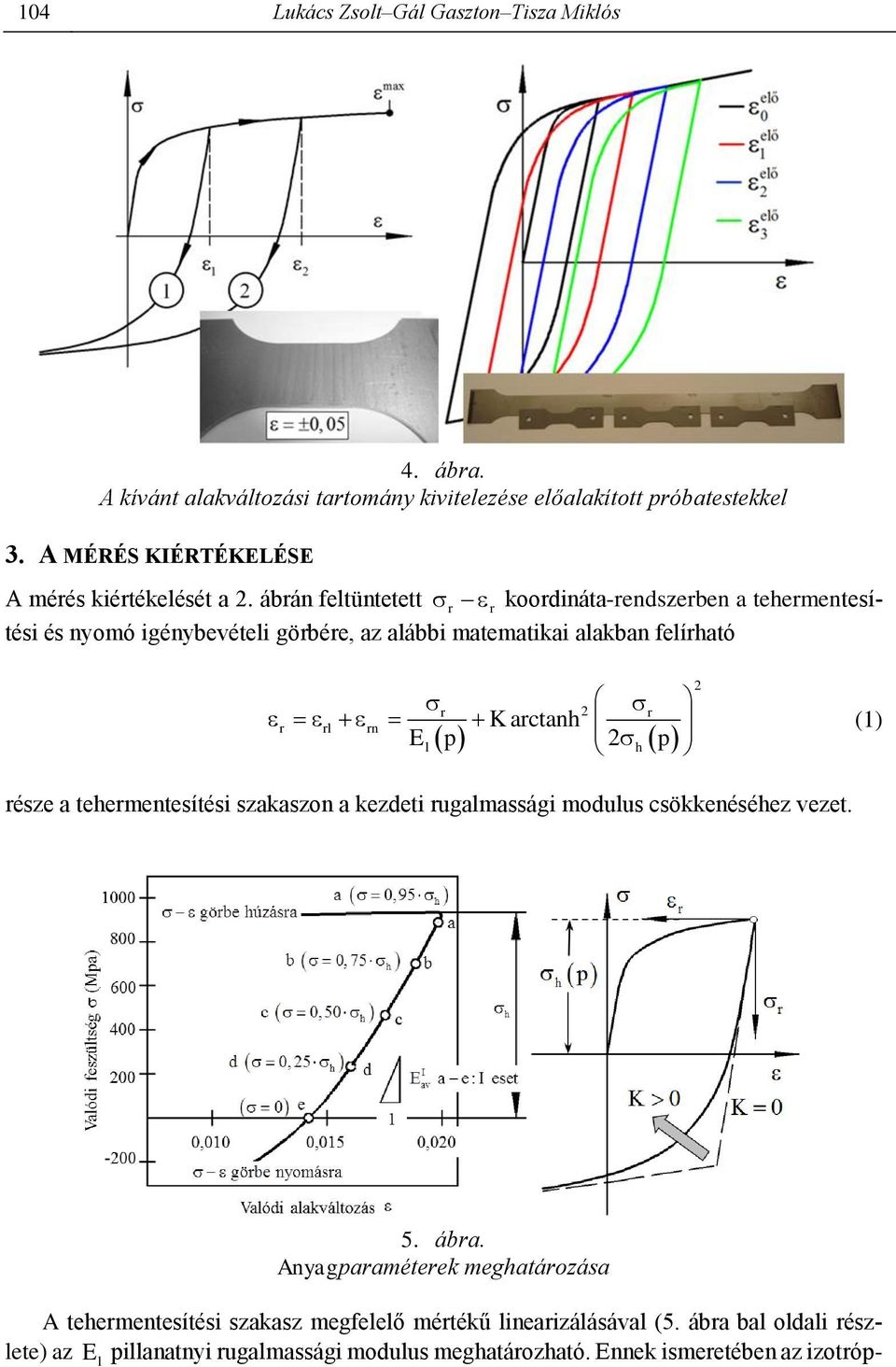 ábrán feltüntetett r r koordináta-rendszerben a tehermentesítési és nyomó igénybevételi görbére, az alábbi matematikai alakban felírható r 2 r r rl rn K arctanh