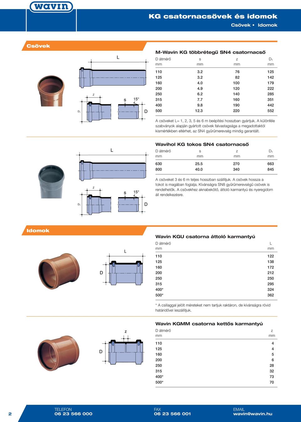 A különféle szabványok alapján gyártott csövek falvastagsága a megadottaktól kismértékben eltérhet, az SN4 gyûrûmerevség mindig garantált. Wavihol KG tokos SN4 csatornacsô s z D 1 630 25.