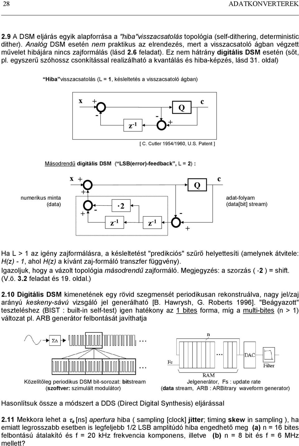 egyzerű zóhoz okítáal realizálható a kvatálá é hibaképzé, lád 31. oldal) Hiba vizaatolá (L = 1, kélelteté a vizaatoló ágba) Q [ C. Cutler 1954/1960, U.S.