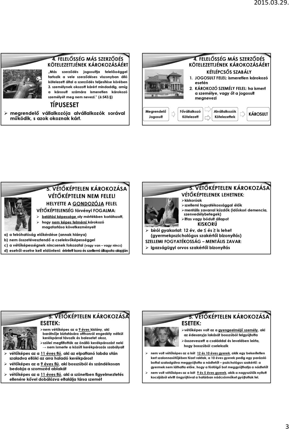 ) TÍPUSESET megrendelő vállalkozója alvállalkozók sorával működik, s azok okoznak kárt. Megrendelő Jogosult 4. FELELŐSSÉG MÁS SZERZŐDÉS KÖTELEZETTJÉNEK KÁROKOZÁSÁÉRT KÉTLÉPCSŐS SZABÁLY 1.