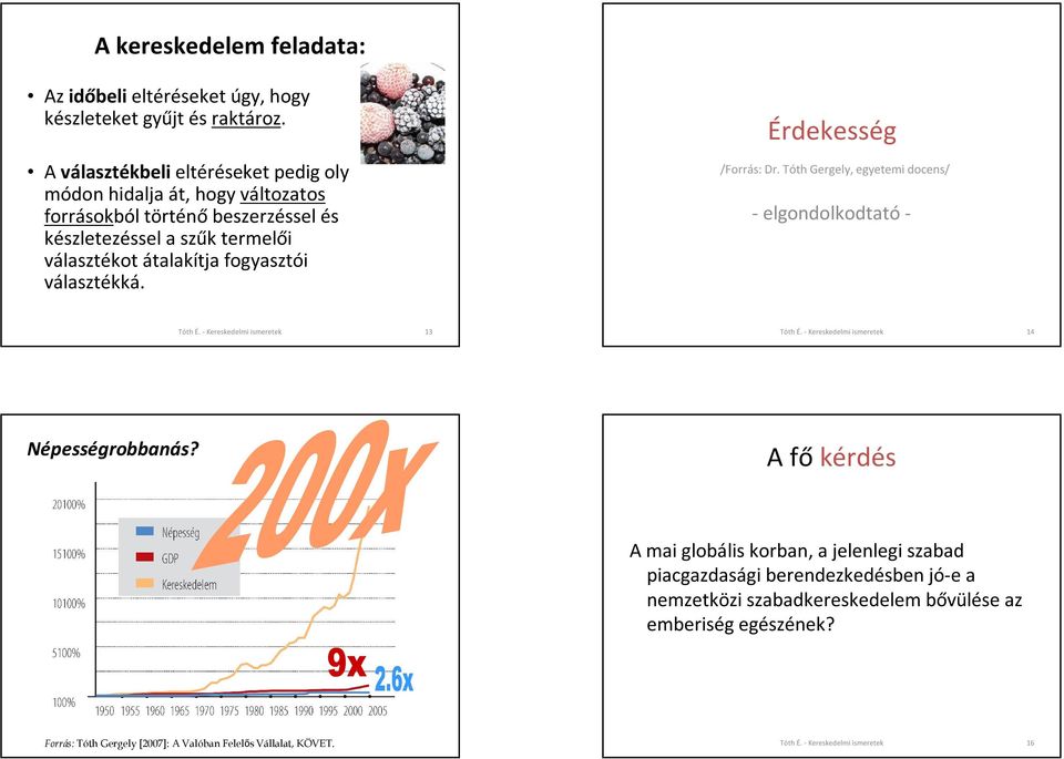 átalakítja fogyasztói választékká. Érdekesség /Forrás: Dr. Tóth Gergely, egyetemi docens/ - elgondolkodtató - 13 14 Népességrobbanás?