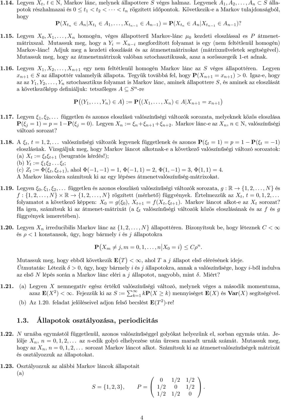 Sztochasztikus folyamatok feladatsor - PDF Ingyenes letöltés