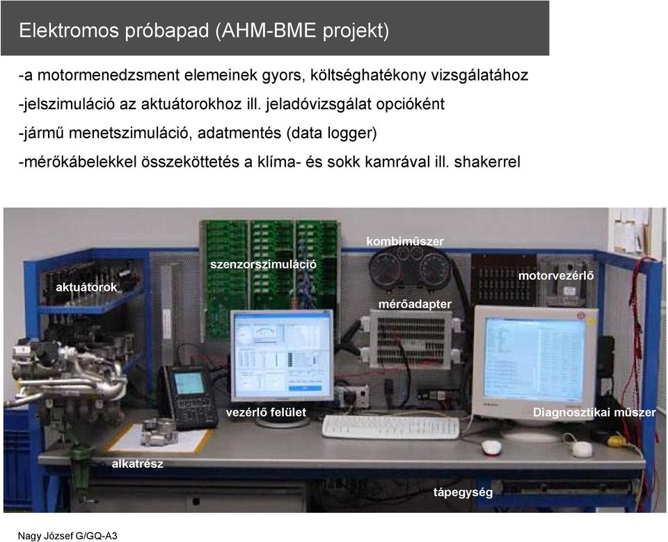 jeladóvizsgálat opcióként -jármű menetszimuláció, adatmentés (data logger) -mérőkábelekkel
