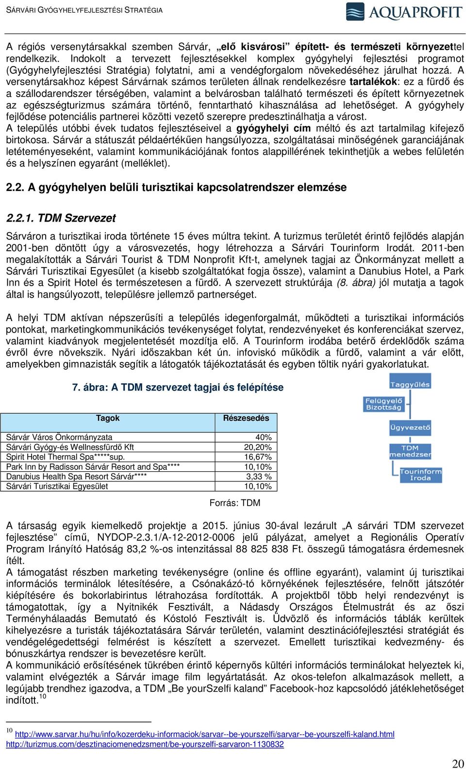 A versenytársakhoz képest Sárvárnak számos területen állnak rendelkezésre tartalékok: ez a fürdő és a szállodarendszer térségében, valamint a belvárosban található természeti és épített környezetnek