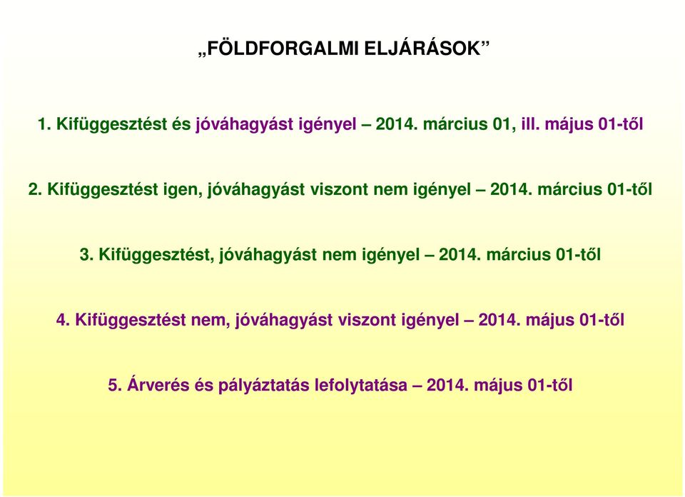 Kifüggesztést, jóváhagyást nem igényel 2014. március 01-től 4.
