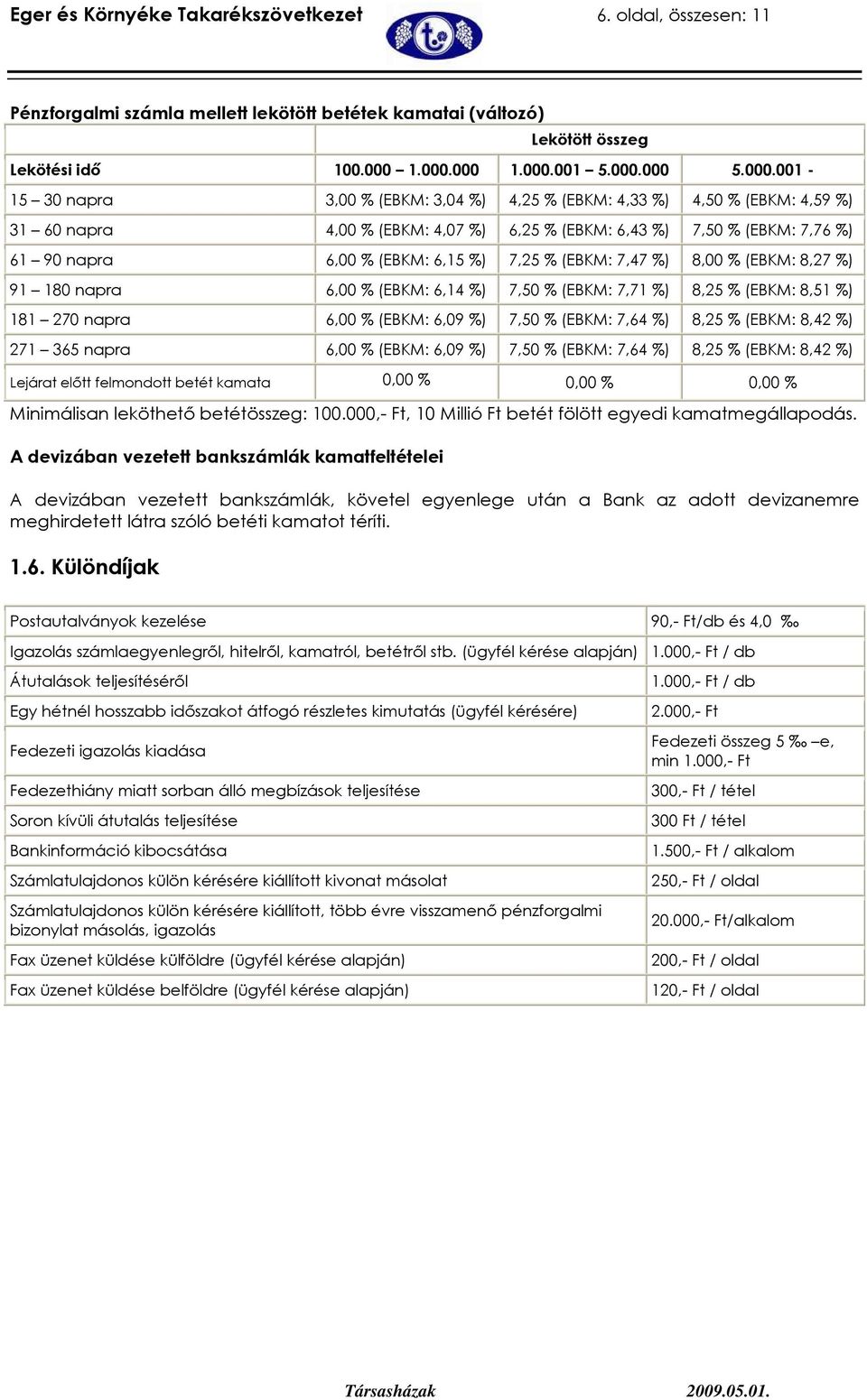 000 001 5.000.000 5.000.001-15 30 napra 3,00 % (EBKM: 3,04 %) 4,25 % (EBKM: 4,33 %) 4,50 % (EBKM: 4,59 %) 31 60 napra 4,00 % (EBKM: 4,07 %) 6,25 % (EBKM: 6,43 %) 7,50 % (EBKM: 7,76 %) 61 90 napra