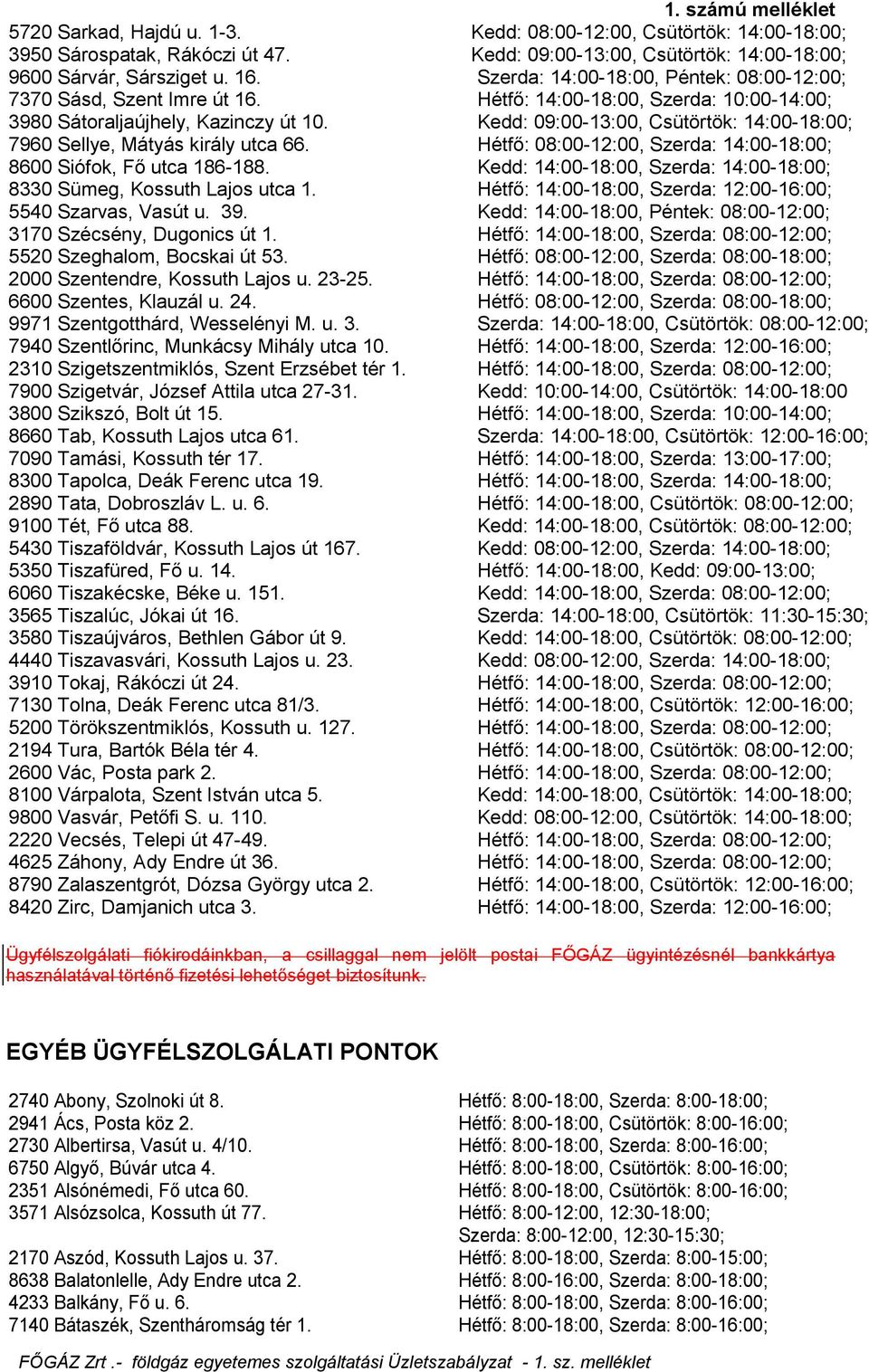 Kedd: 09:00-13:00, Csütörtök: 14:00-18:00; 7960 Sellye, Mátyás király utca 66. Hétfő: 08:00-12:00, Szerda: 14:00-18:00; 8600 Siófok, Fő utca 186-188.