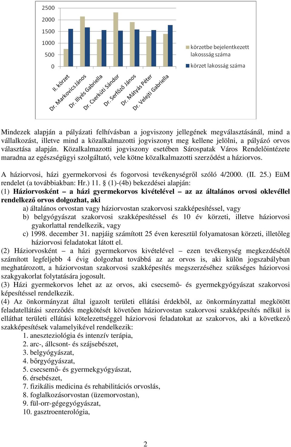 A háziorvosi, házi gyermekorvosi és fogorvosi tevékenységről szóló 4/2000. (II. 25.) EüM rendelet (a továbbiakban: Hr.) 11.