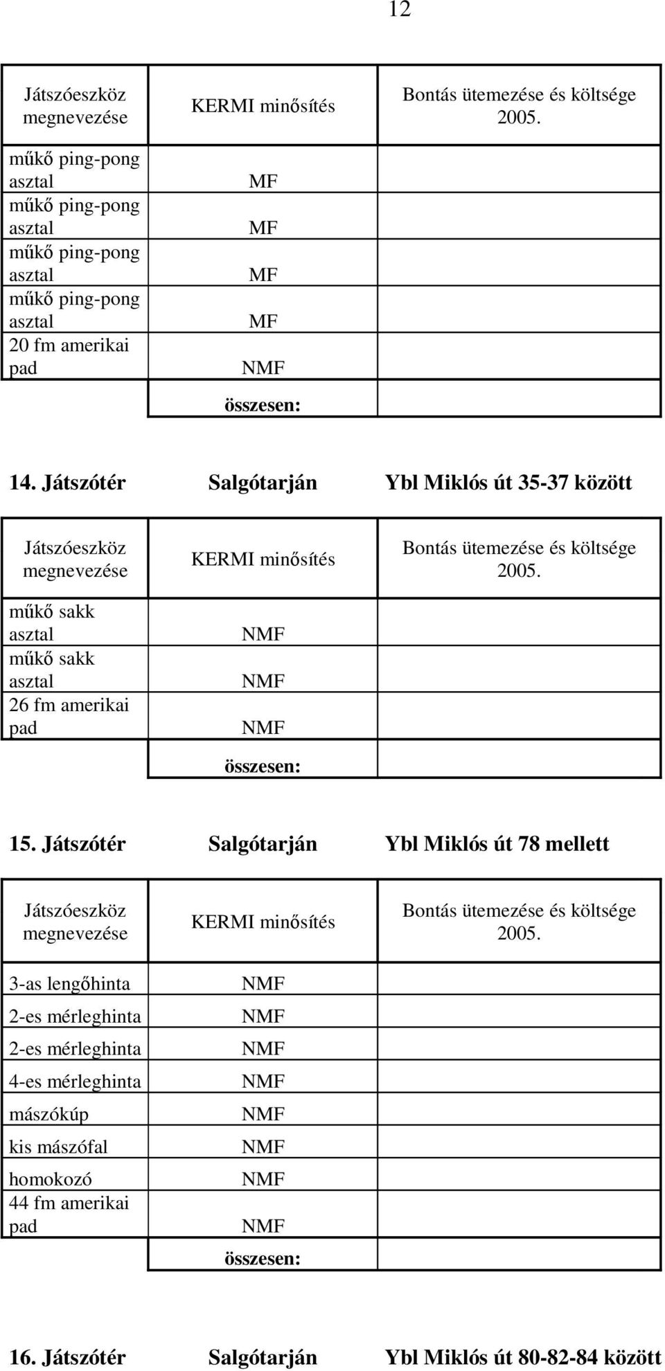 Tájékoztató a közterületi játszóterek felülvizsgálatának eredményérıl,  javaslat a további feladatokra - PDF Ingyenes letöltés