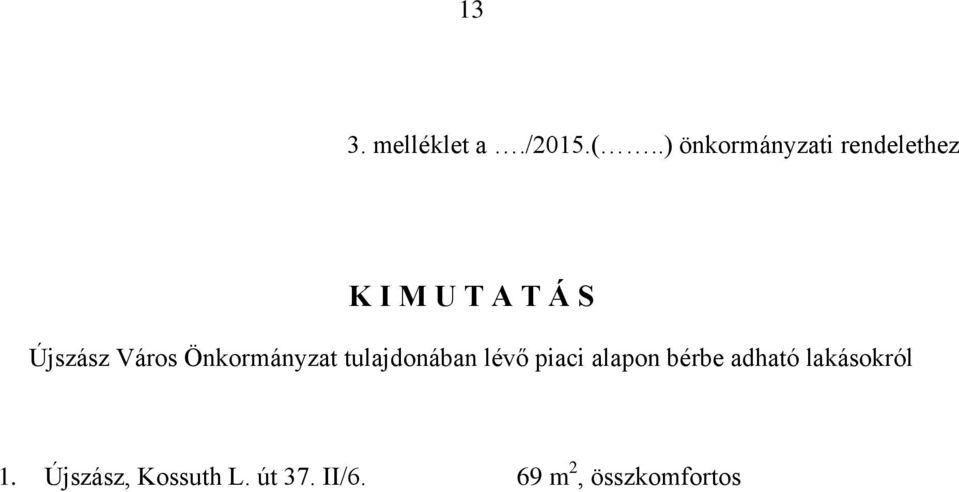 Újszász Város Önkormányzat tulajdonában lévő piaci