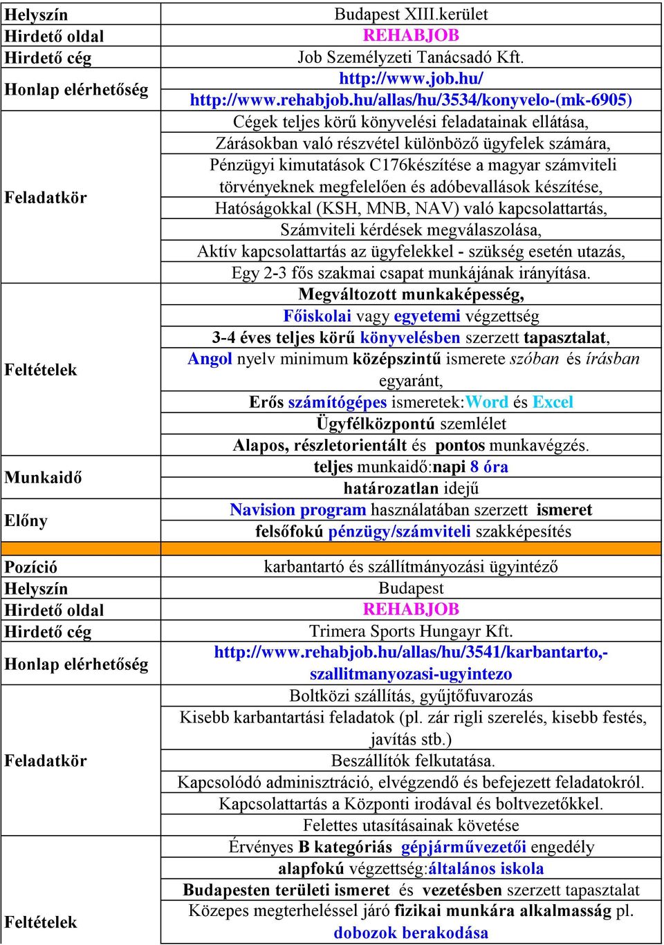 törvényeknek megfelelően és adóbevallások készítése, Hatóságokkal (KSH, MNB, NAV) való kapcsolattartás, Számviteli kérdések megválaszolása, Aktív kapcsolattartás az ügyfelekkel - szükség esetén