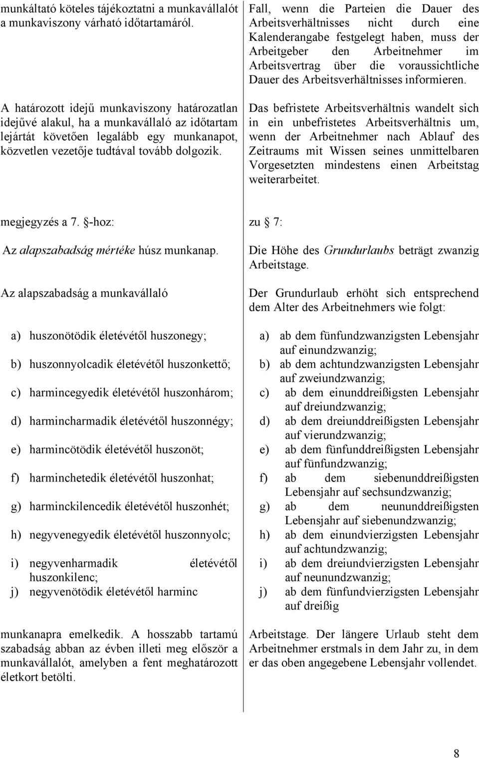 Fall, wenn die Parteien die Dauer des Arbeitsverhältnisses nicht durch eine Kalenderangabe festgelegt haben, muss der Arbeitgeber den Arbeitnehmer im Arbeitsvertrag über die voraussichtliche Dauer