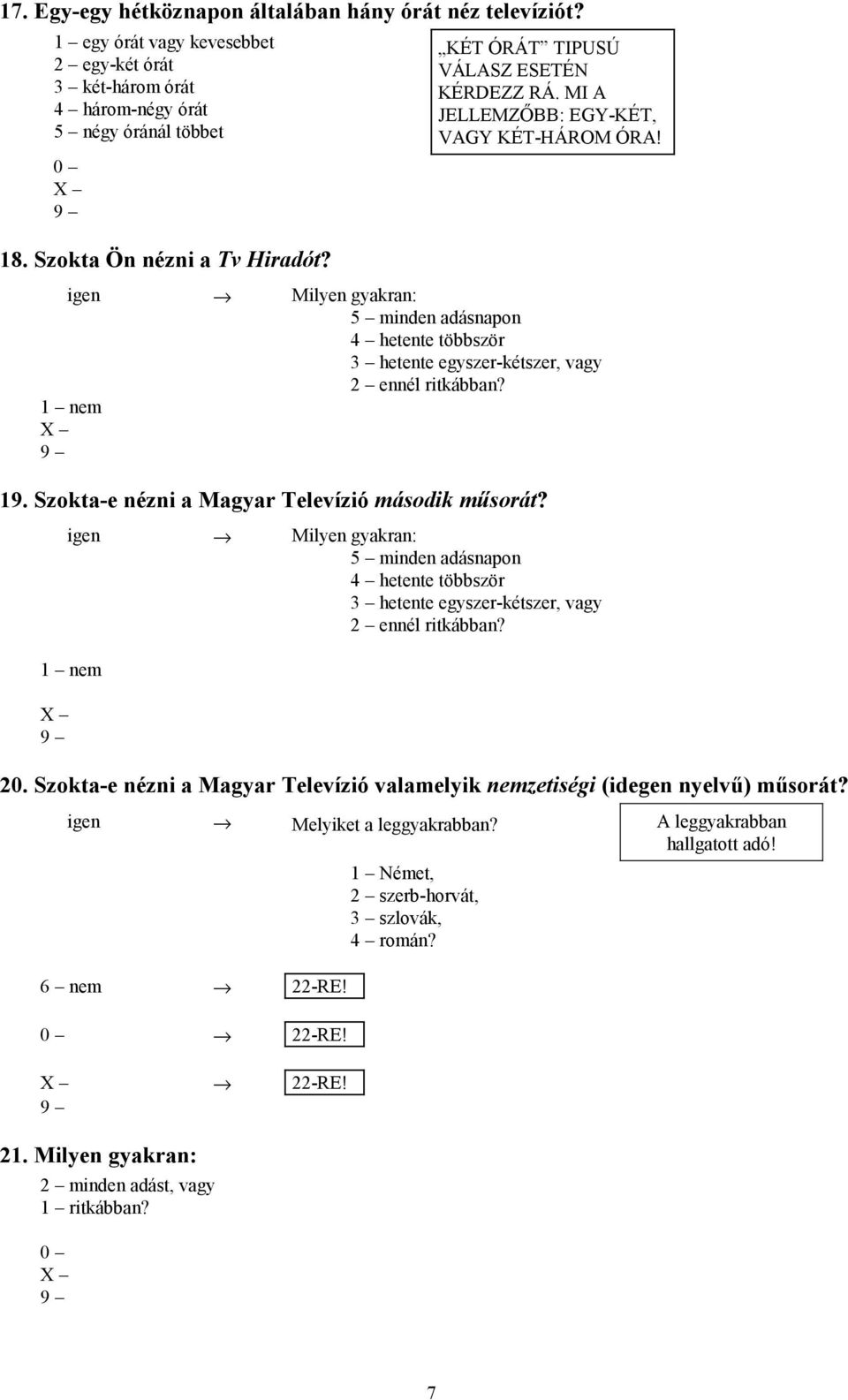 1 nem 19. Szokta-e nézni a Magyar Televízió második műsorát? igen 1 nem Milyen gyakran: 5 minden adásnapon 4 hetente többször 3 hetente egyszer-kétszer, vagy 2 ennél ritkábban? 20.