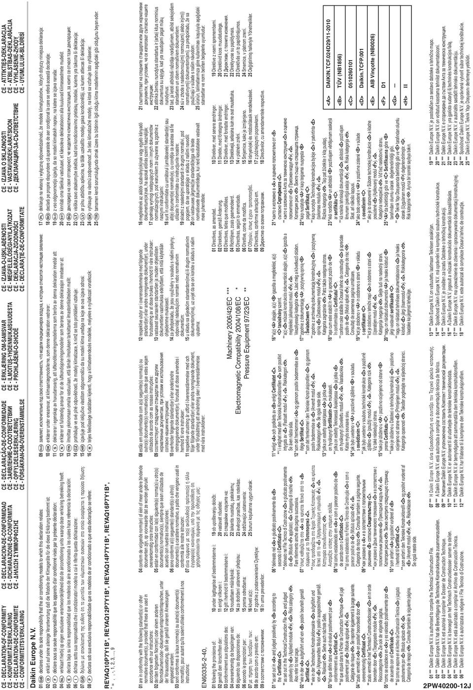DECLARAÇÃO-DE-CONFORMIDADE СЕ - ЗАЯВЛЕНИЕ-О-СООТВЕТСТВИИ CE - OPFYLDELSESERKLÆRING CE - FÖRSÄKRAN-OM-ÖVERENSTÄMMELSE CE - DECLARACION-DE-CONFORMIDAD CE - DICHIARAZIONE-DI-CONFORMITA CE - H ø H
