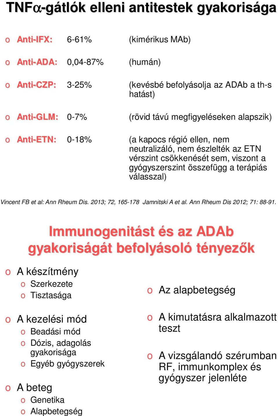 et al: Ann Rheum Dis. 2013; 72, 165-178 Jamnitski A et al. Ann Rheum Dis 2012; 71: 88-91.