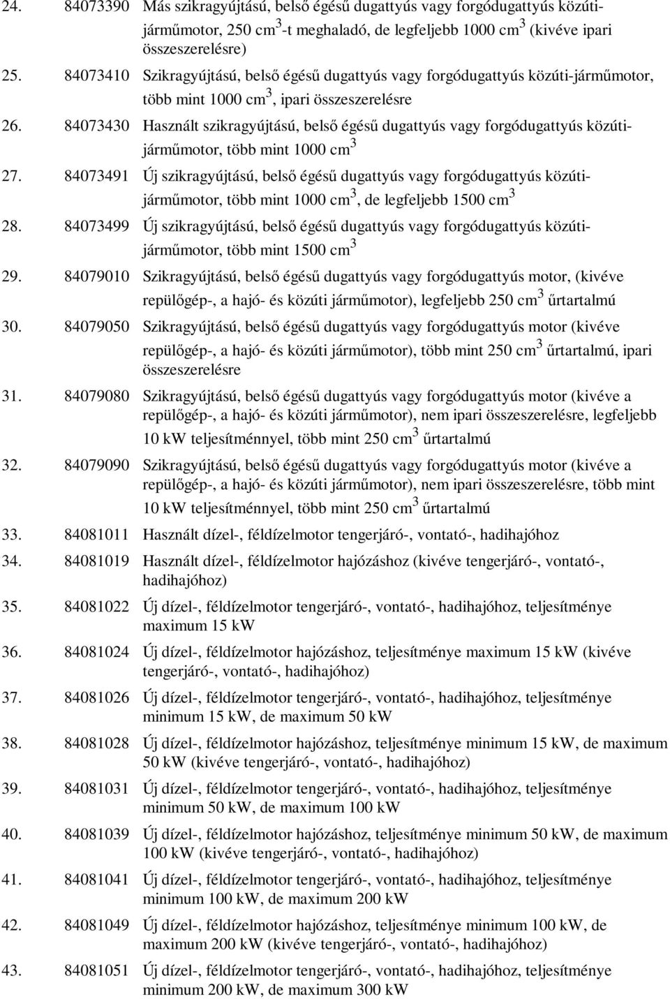84073430 Használt szikragyújtású, belső égésű dugattyús vagy forgódugattyús közútijárműmotor, több mint 1000 cm 3 27.