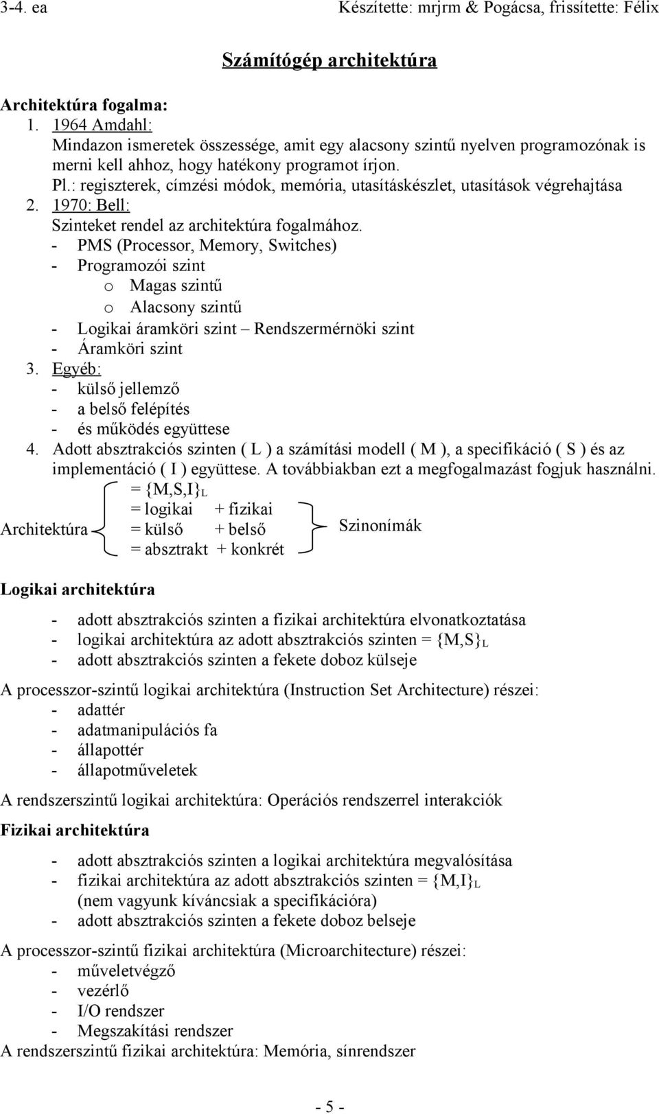 Számítógép architektúrák I. - PDF Ingyenes letöltés