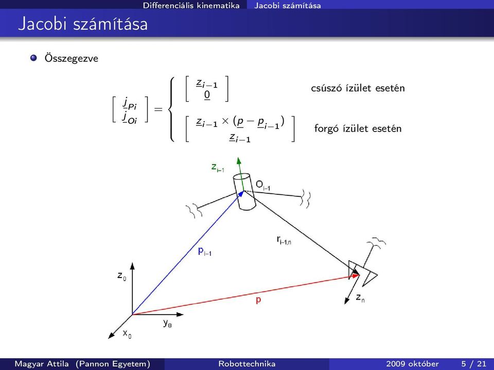 p i 1 ) z i 1 ] csúszó ízület esetén forgó ízület esetén