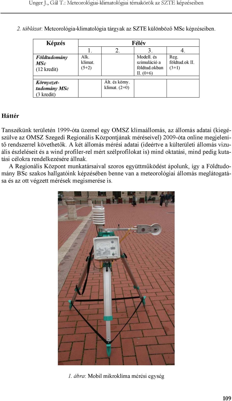 (3+1) Háttér Tanszékünk területén 1999-óta üzemel egy OMSZ klímaállomás, az állomás adatai (kiegészülve az OMSZ Szegedi Regionális Központjának méréseivel) 2009-óta online megjelenítő rendszerrel