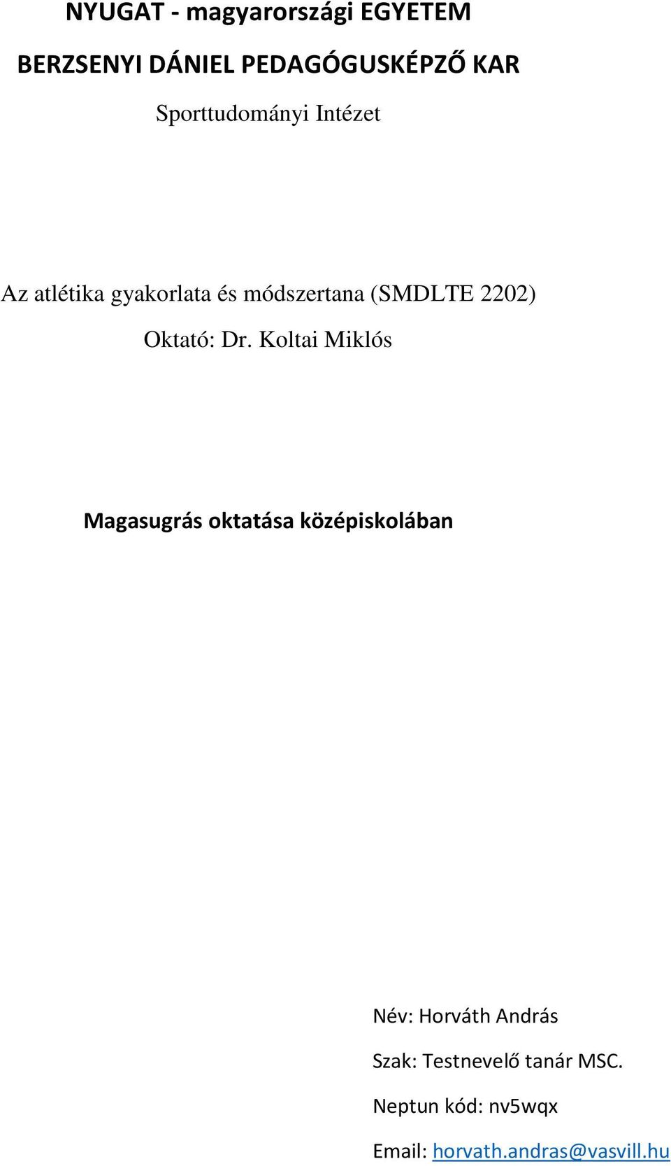 Oktató: Dr.