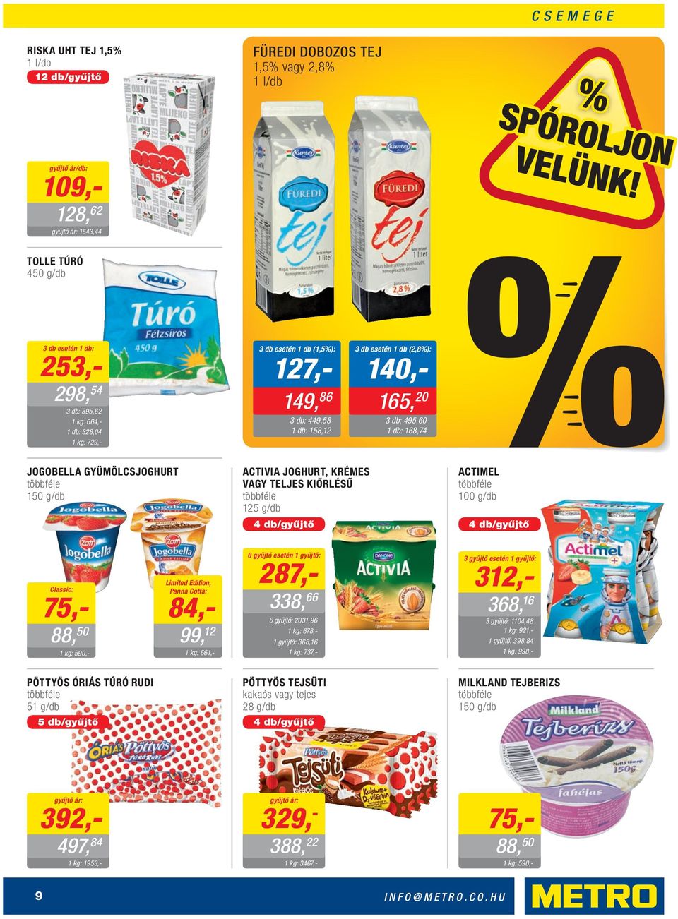 g/db 4 db/gyűjtő ACTIMEL 100 g/db 4 db/gyűjtő Classic: 75,- 88, 50 590,- Limited Edition, Panna Cotta: 84,- 99, 12 661,- 6 gyűjtő esetén 1 gyűjtő: 287,- 338, 66 6 gyűjtő: 2031,96 678,- 1 gyűjtő: