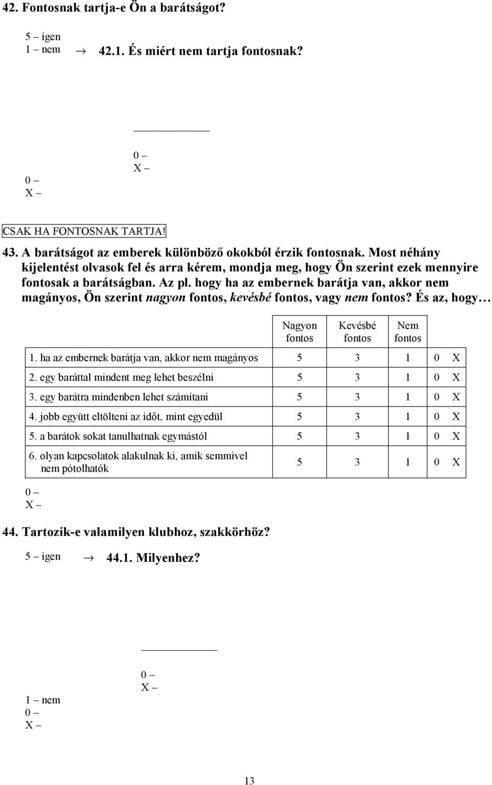 hogy ha az embernek barátja van, akkor nem magányos, Ön szerint nagyon fontos, kevésbé fontos, vagy nem fontos? És az, hogy Nagyon fontos Kevésbé fontos Nem fontos 1.