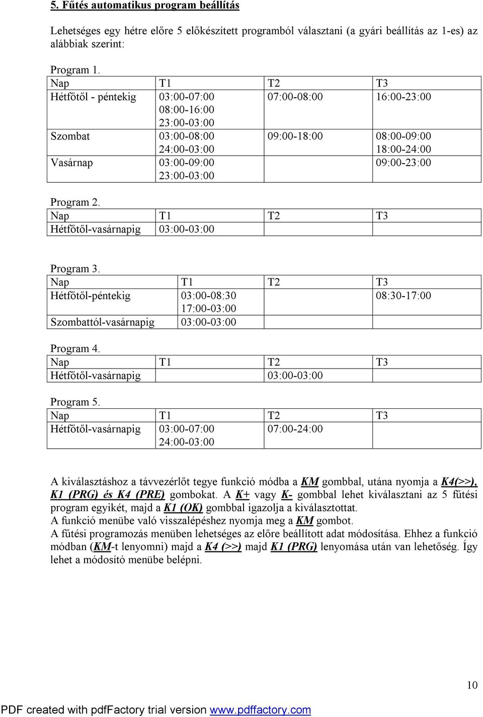 09:00-23:00 Program 2. Nap T1 T2 T3 Hétfőtől-vasárnapig 03:00-03:00 Program 3. Nap T1 T2 T3 Hétfőtől-péntekig 03:00-08:30 08:30-17:00 17:00-03:00 Szombattól-vasárnapig 03:00-03:00 Program 4.