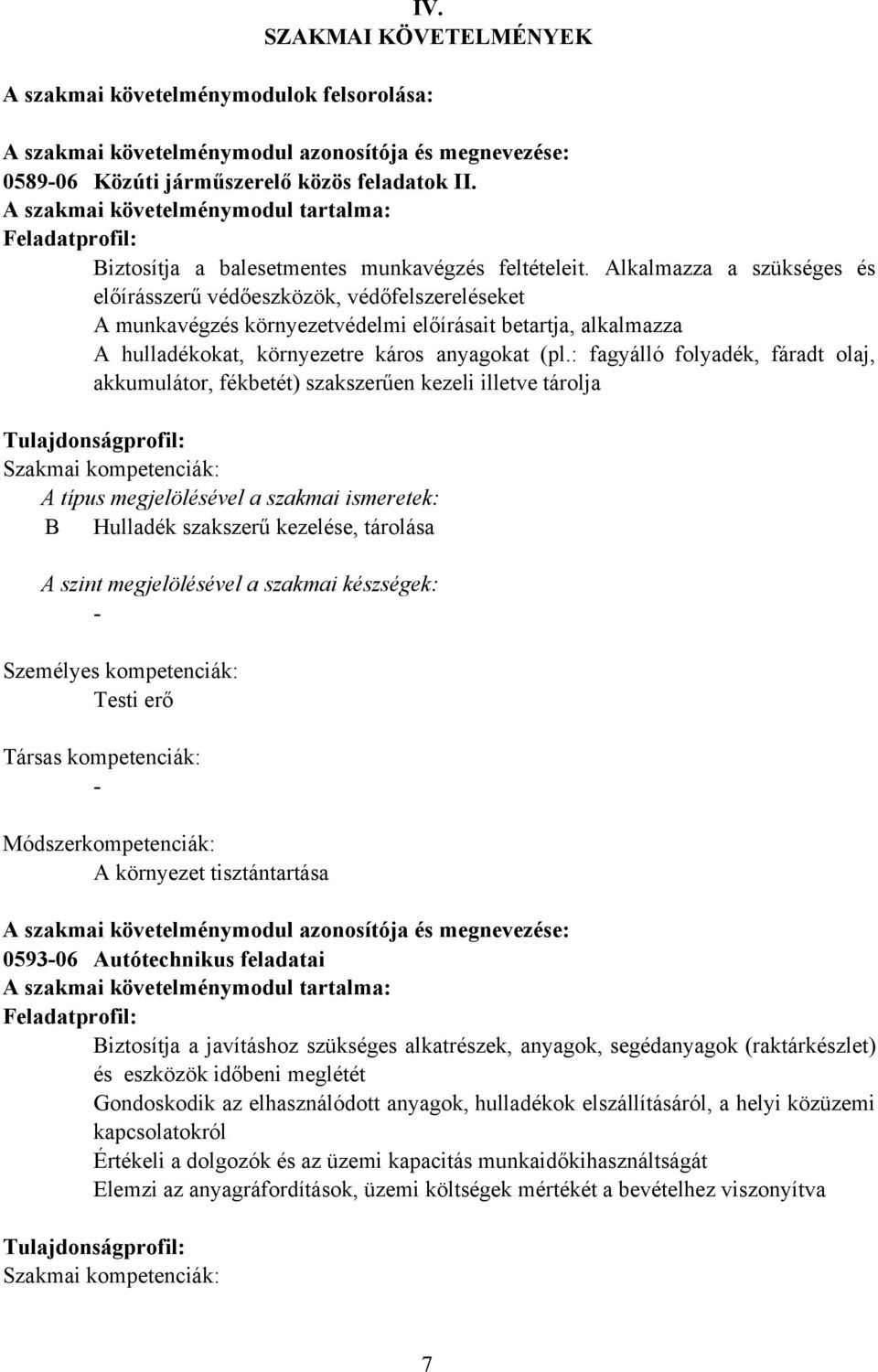 Alkalmazza a szükséges és előírásszerű védőeszközök, védőfelszereléseket A munkavégzés környezetvédelmi előírásait betartja, alkalmazza A hulladékokat, környezetre káros anyagokat (pl.