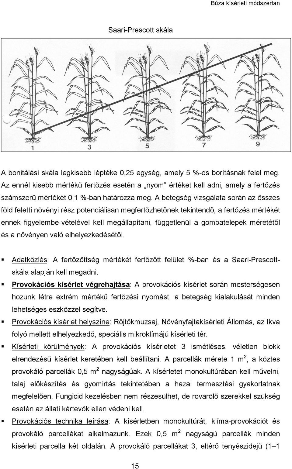 A betegség vizsgálata során az összes föld feletti növényi rész potenciálisan megfertőzhetőnek tekintendő, a fertőzés mértékét ennek figyelembe-vételével kell megállapítani, függetlenül a