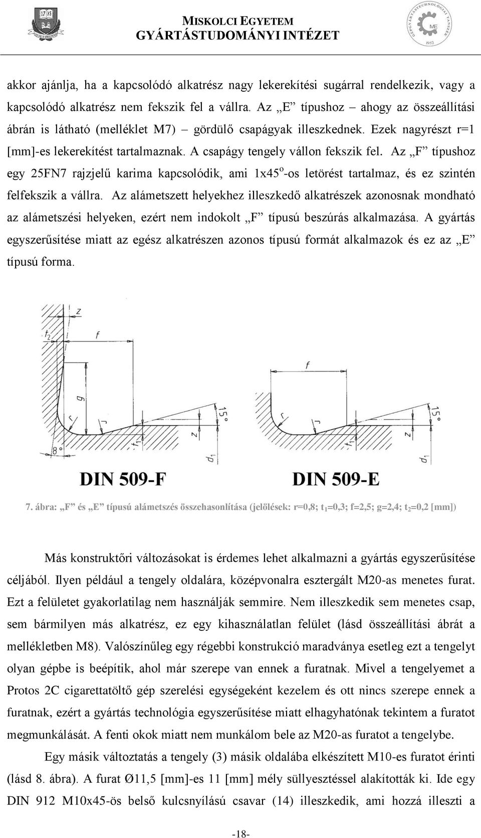 Az F típushoz egy 25FN7 rajzjelű karima kapcsolódik, ami 1x45 o -os letörést tartalmaz, és ez szintén felfekszik a vállra.