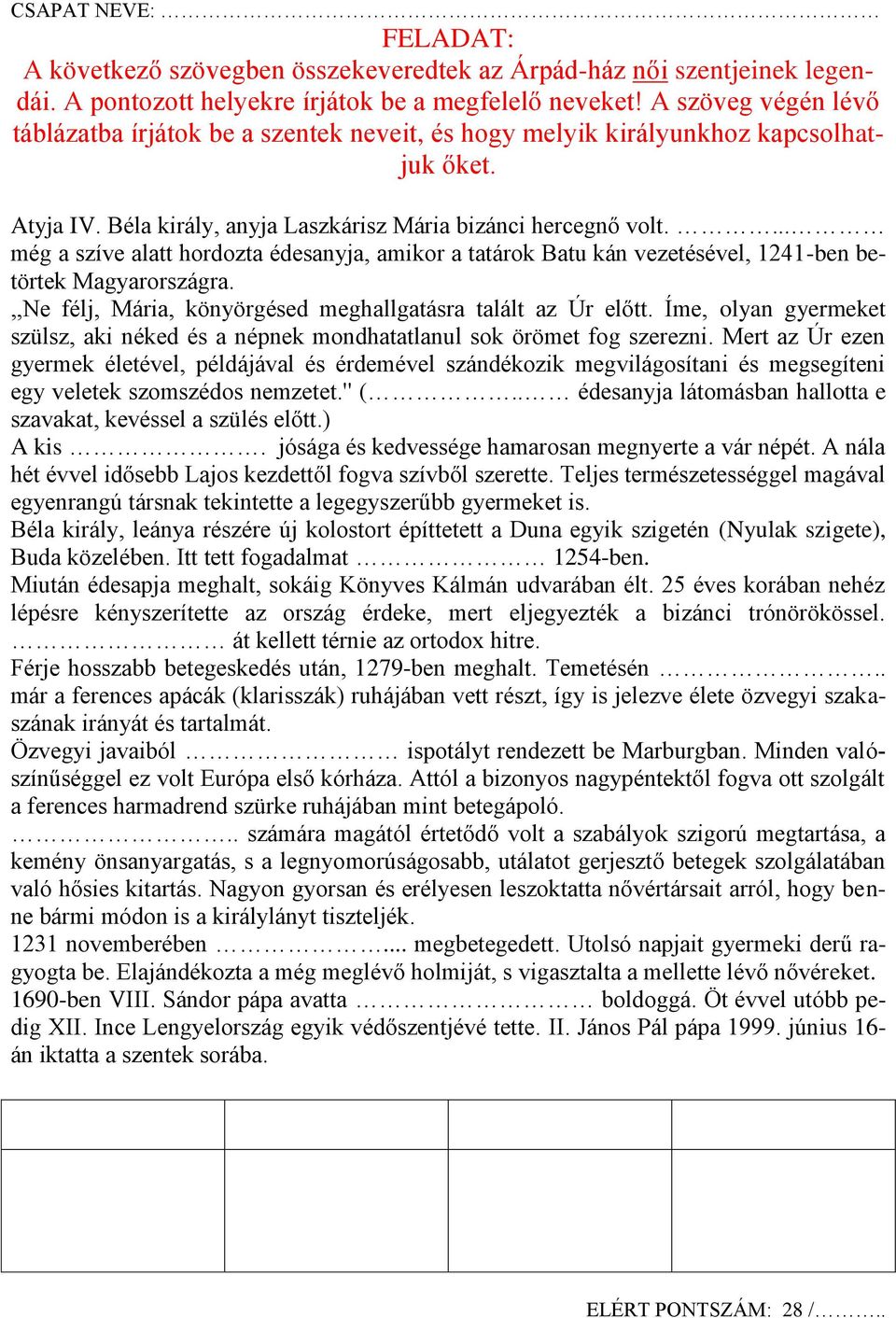... még a szíve alatt hordozta édesanyja, amikor a tatárok Batu kán vezetésével, 1241-ben betörtek Magyarországra.,,Ne félj, Mária, könyörgésed meghallgatásra talált az Úr előtt.