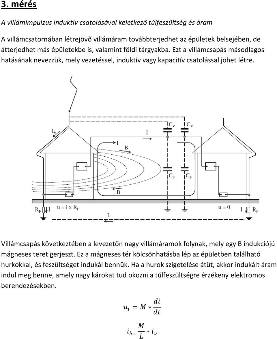 Villámcsapás következtében a levezetőn nagy villámáramok folynak, mely egy B indukciójú mágneses teret gerjeszt.