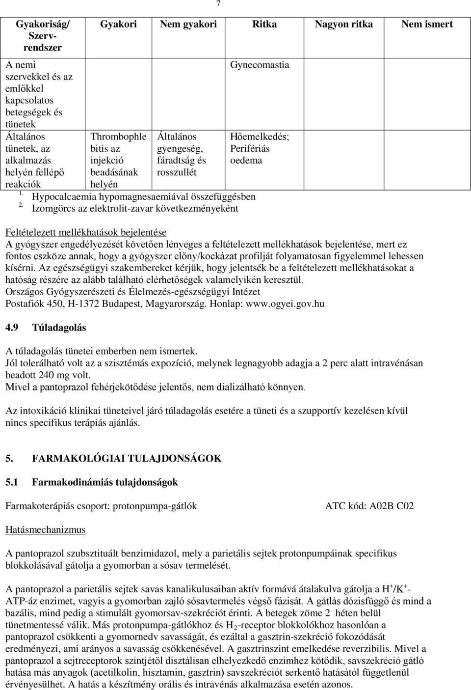 Izomgörcs az elektrolit-zavar következményeként Gynecomastia Hőemelkedés; Perifériás oedema Feltételezett mellékhatások bejelentése A gyógyszer engedélyezését követően lényeges a feltételezett